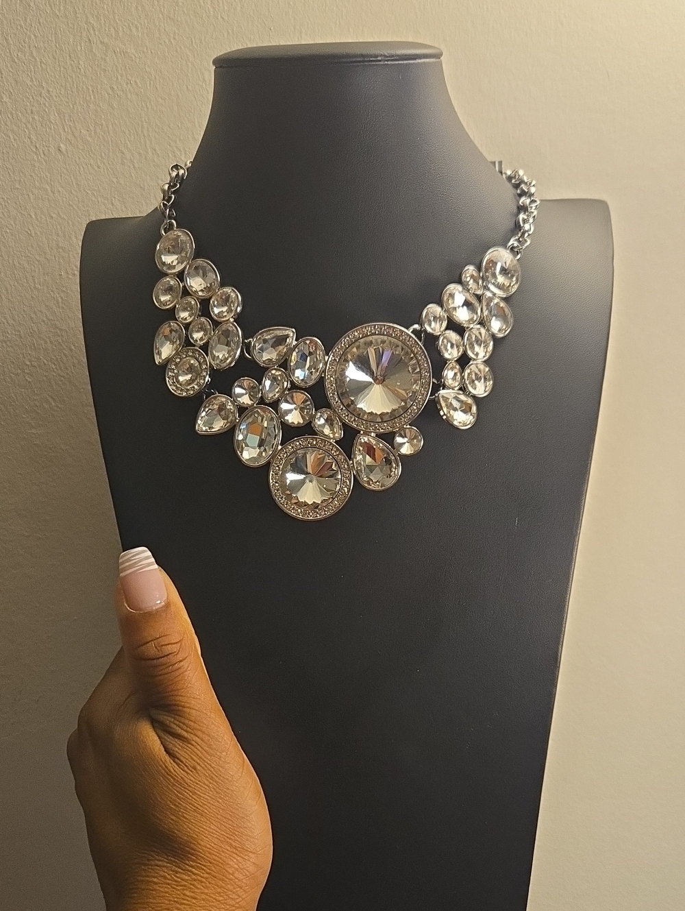 Paparazzi Silver Clear Radiant Crystal Bib Necklace
